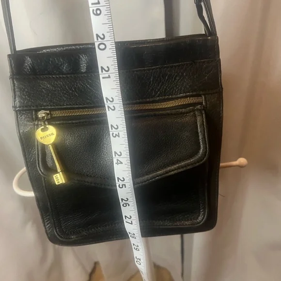 Fossil Bag Black Leather Crossbody Organizer Bag - Picture 7 of 9